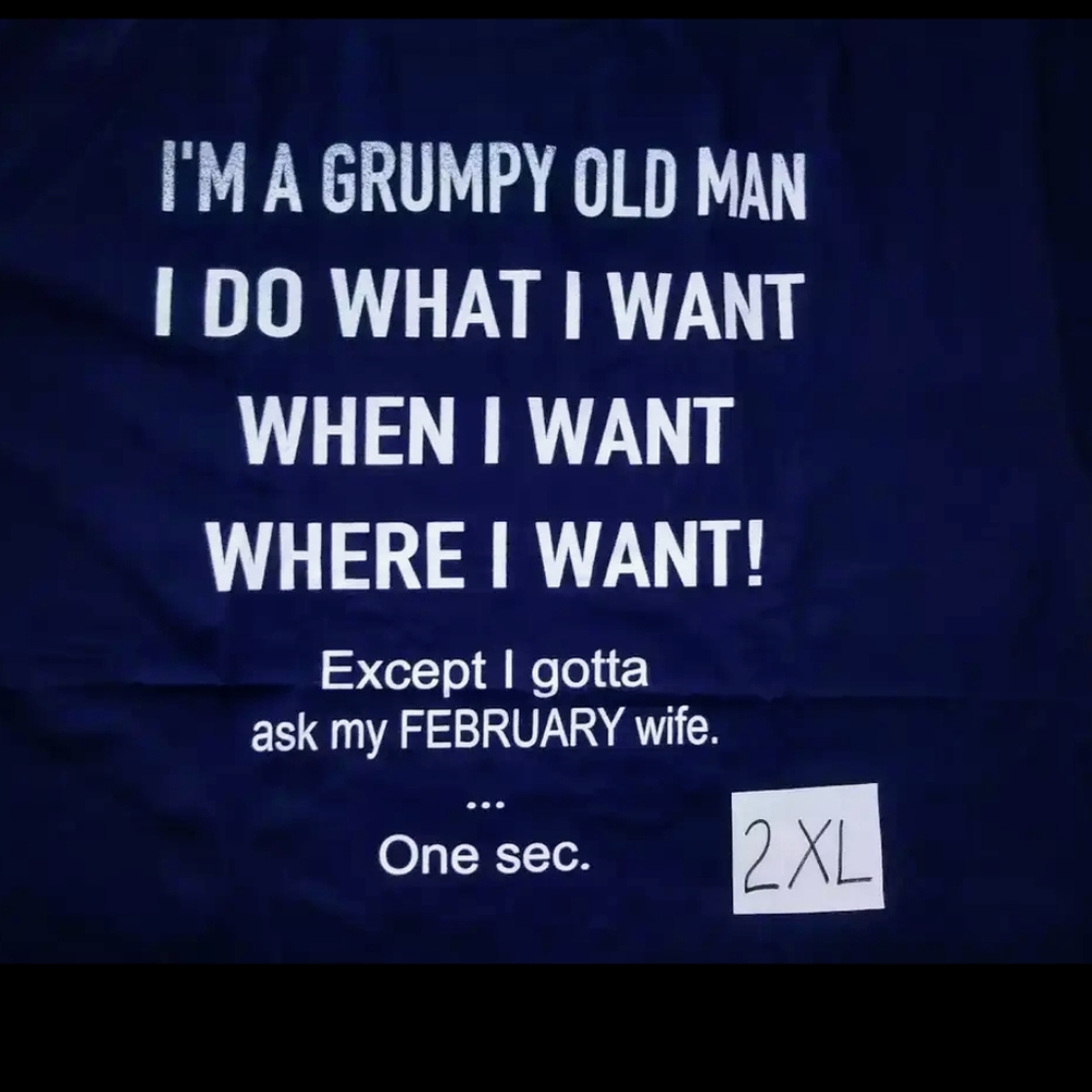 "FEBRUARY WIFE/GRUMPY OLD MAN" FUNNY T SHIRT - Picture 2 of 2